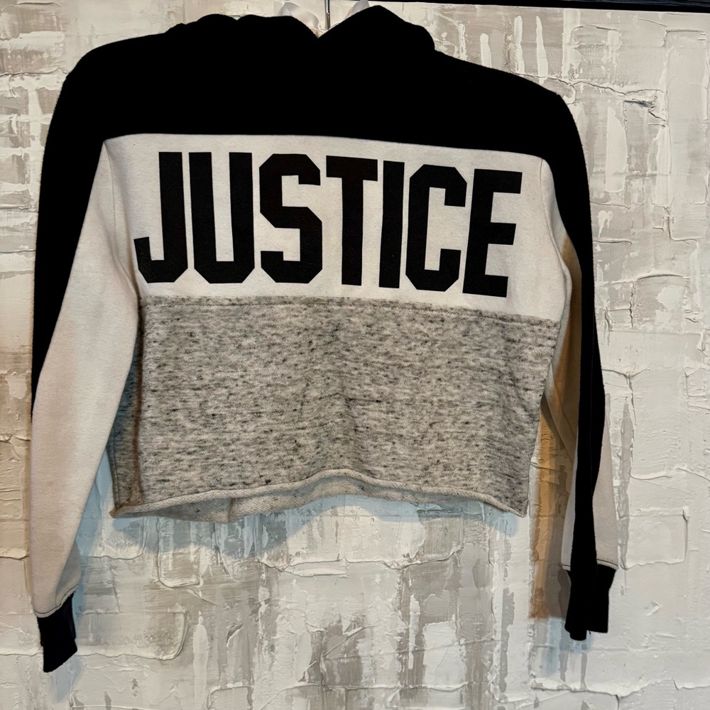 Justice Black and Gray Colorblock Hoodie